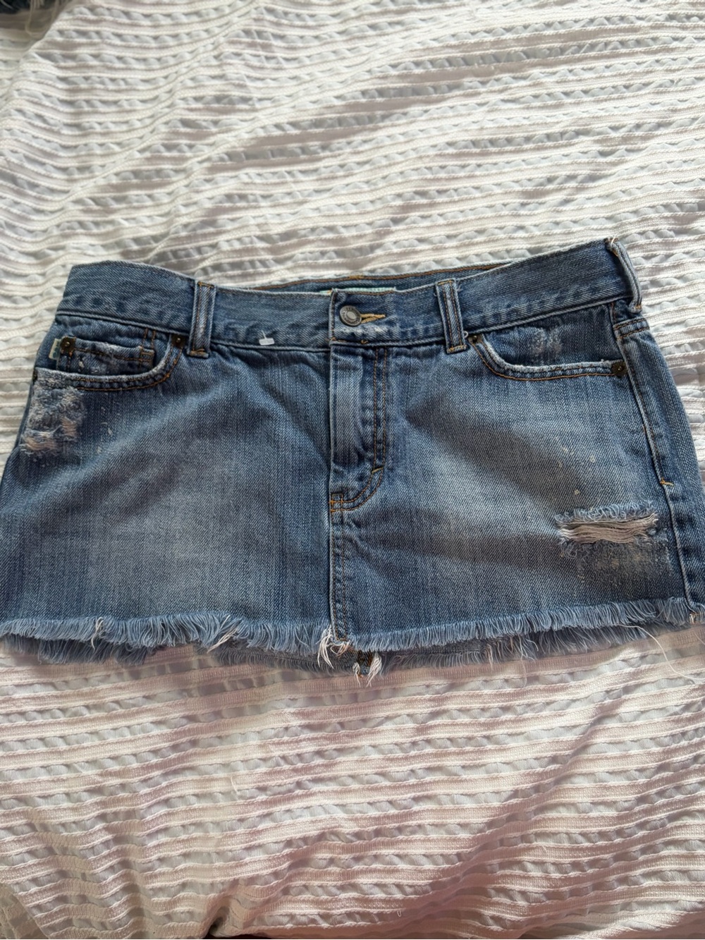 Hollister Denim Mini Skirt - Blue Distressed